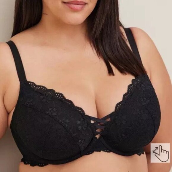 XOXO Plunge Push-Up Bra Elegant Black Lace Bra Size 38D - Picture 1 of 10
